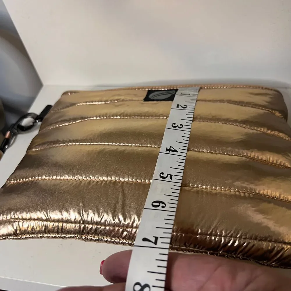 Think Royln Rose Gold Metallic‎ Quilted Wristlet